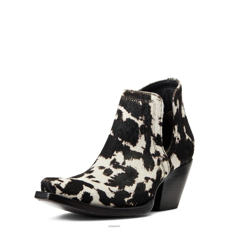 RJ66P2247 botte western dixon en veau chevelu Ariat chaussure cheveux noirs et blancs femmes