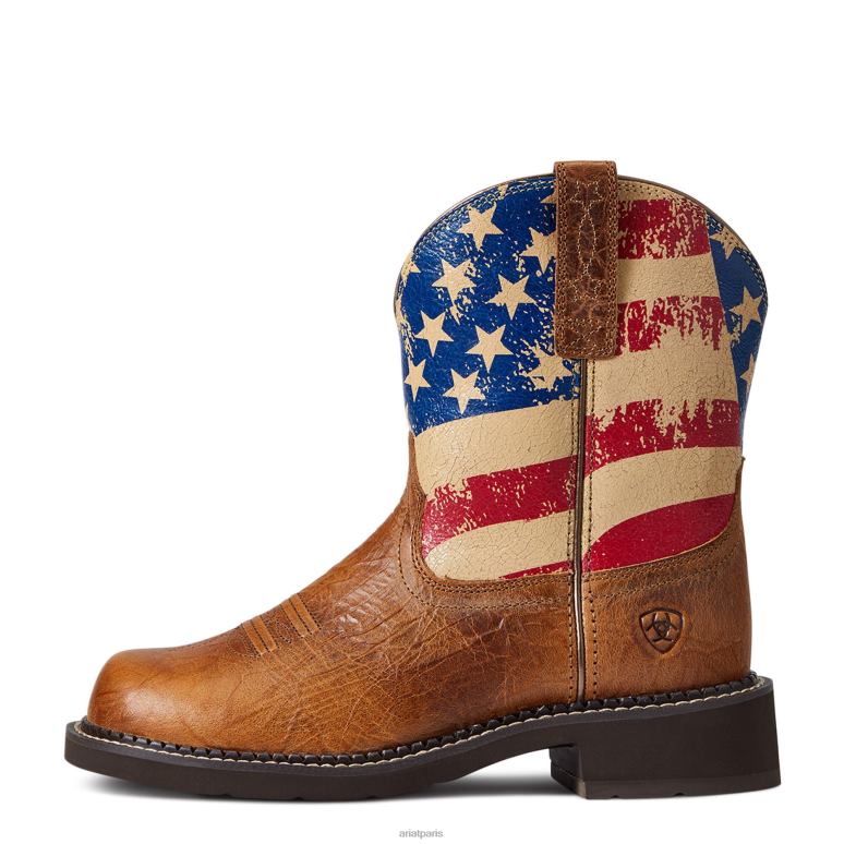RJ66P2263 botte western fatbaby Heritage Patriot Ariat chaussure curcuma craquelé femmes