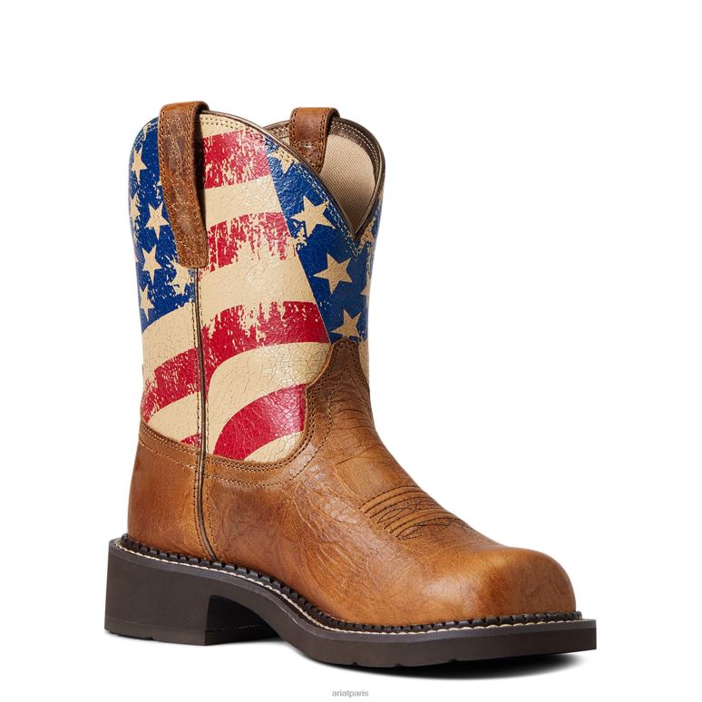 RJ66P2263 botte western fatbaby Heritage Patriot Ariat chaussure curcuma craquelé femmes