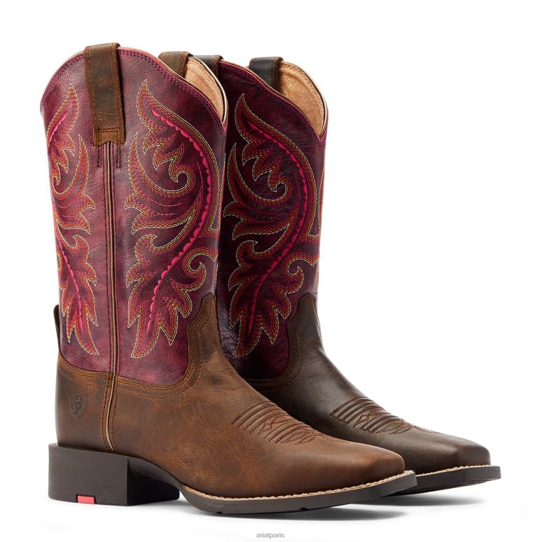 RJ66P2278 botte western zippée à l'arrière Ariat chaussure moka usé femmes