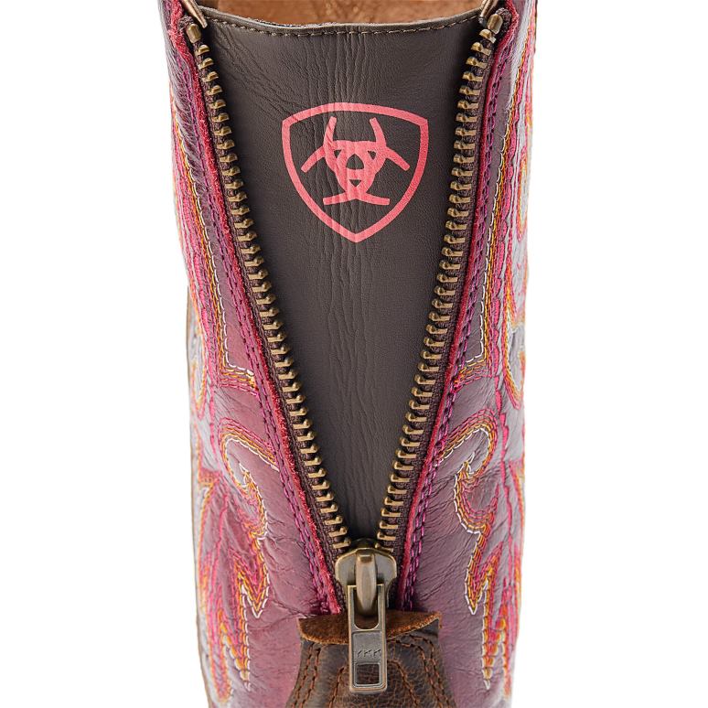 RJ66P2278 botte western zippée à l'arrière Ariat chaussure moka usé femmes