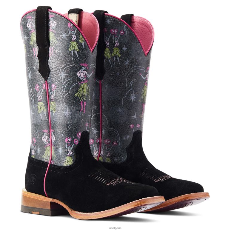 RJ66P2287 botte occidentale d'aloha de frontière occidentale Ariat chaussure ébauche noire femmes