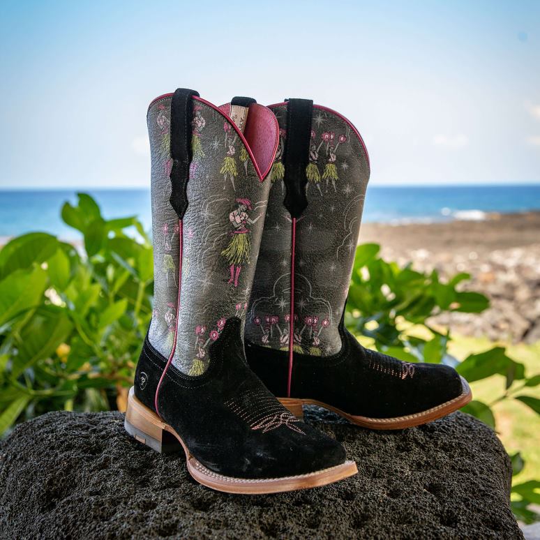 RJ66P2287 botte occidentale d'aloha de frontière occidentale Ariat chaussure ébauche noire femmes