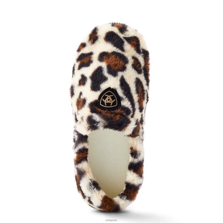 RJ66P2487 pantoufle câline Ariat chaussure imprimé léopard crème pelucheux femmes