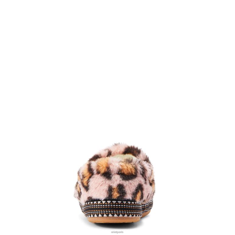 RJ66P2493 pantoufle câline Ariat chaussure imprimé léopard rose pelucheux femmes