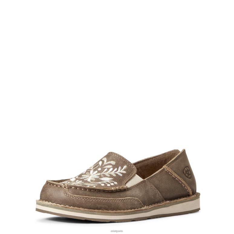 RJ66P2409 croiseur brodé Ariat chaussure bombardier marron femmes