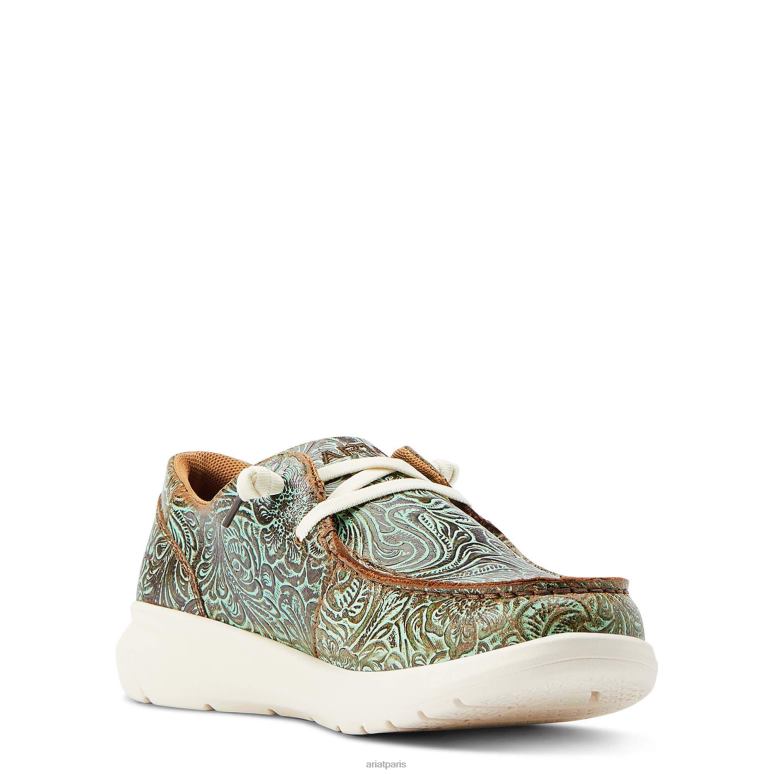 RJ66P2417 Hilo 2 Ariat chaussure gaufrage floral turquoise vintage femmes