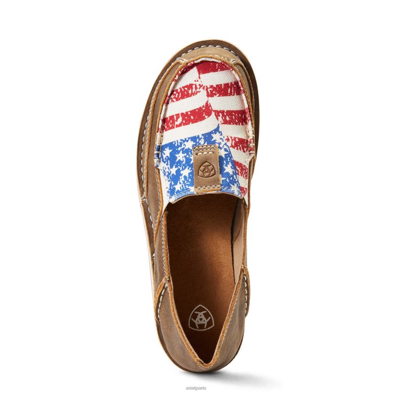 RJ66P2428 croiseur 1 Ariat chaussure bombardier marron/drapeau en détresse femmes