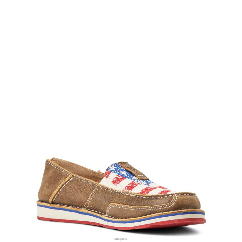 RJ66P2428 croiseur 1 Ariat chaussure bombardier marron/drapeau en détresse femmes