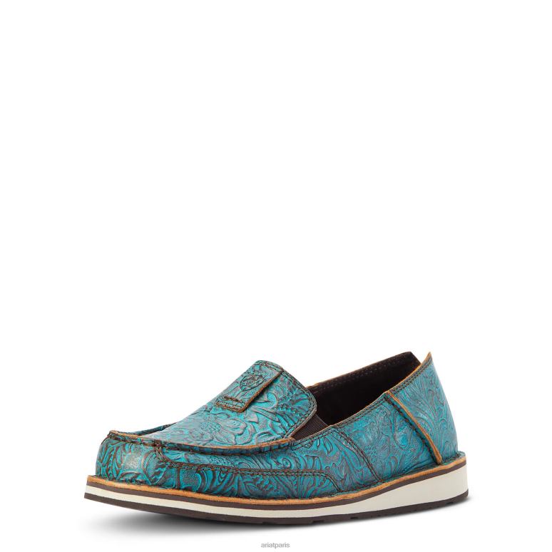 RJ66P2434 croiseur 2 Ariat chaussure relief floral turquoise brossé femmes