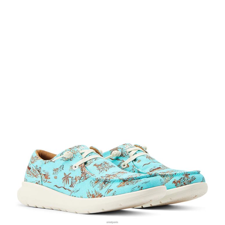 RJ66P2460 hilo occidental aloha Ariat chaussure imprimé paniolo turquoise femmes