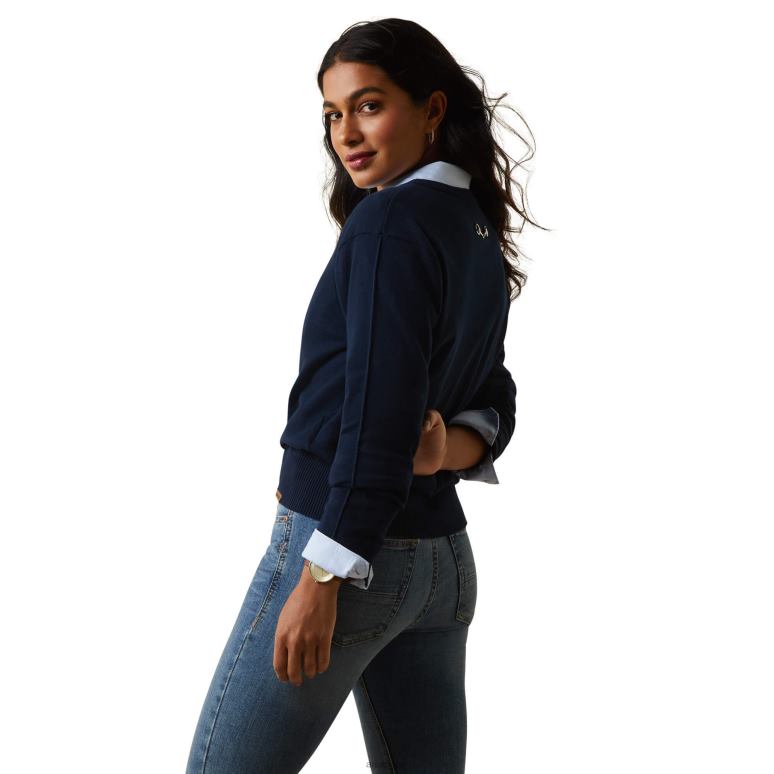 RJ66P3333 pull péninsule Ariat hauts marine femmes