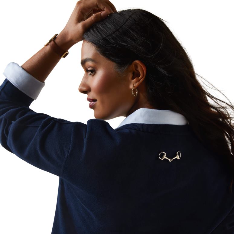 RJ66P3333 pull péninsule Ariat hauts marine femmes