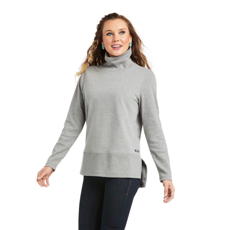 RJ66P3353 vrai pull en entonnoir Ariat hauts gris chiné femmes