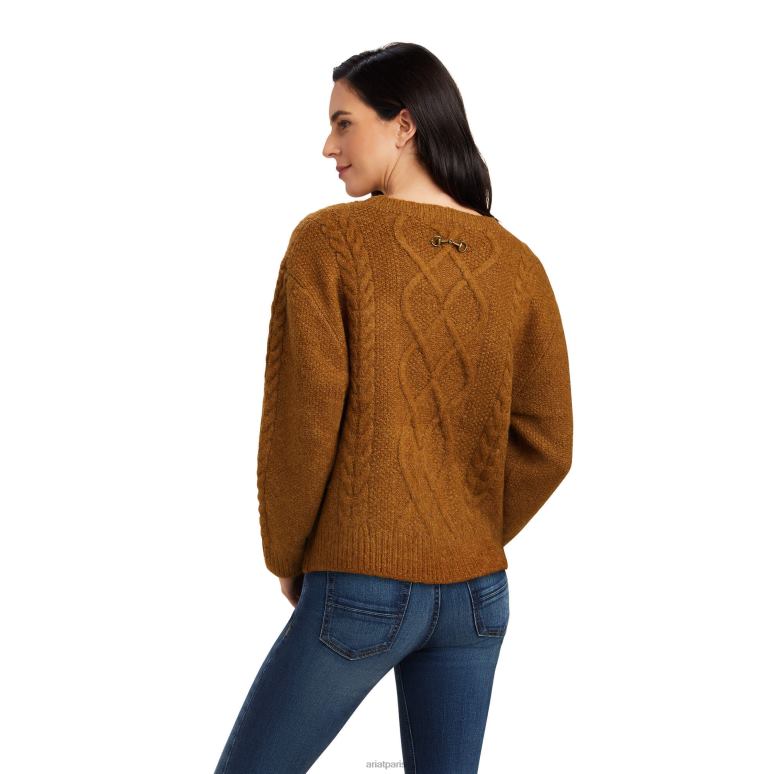 RJ66P3361 pull quart d'hiver Ariat hauts châtaigne femmes