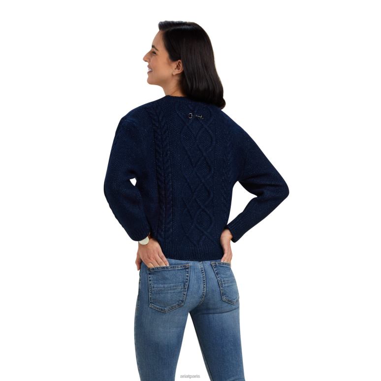 RJ66P3362 pull quart d'hiver Ariat hauts marine femmes