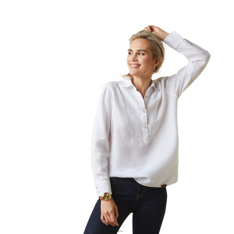 RJ66P2761 chemisier cazadero Ariat hauts blanc femmes
