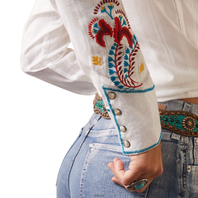 RJ66P2762 chemise à pression Martina Ariat hauts blanc femmes