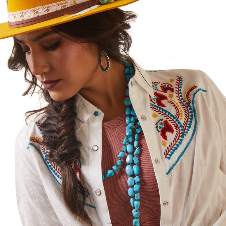 RJ66P2762 chemise à pression Martina Ariat hauts blanc femmes