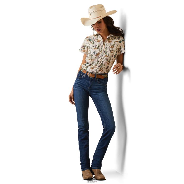 RJ66P2764 chemise western ventek Ariat hauts impression de scène du désert femmes