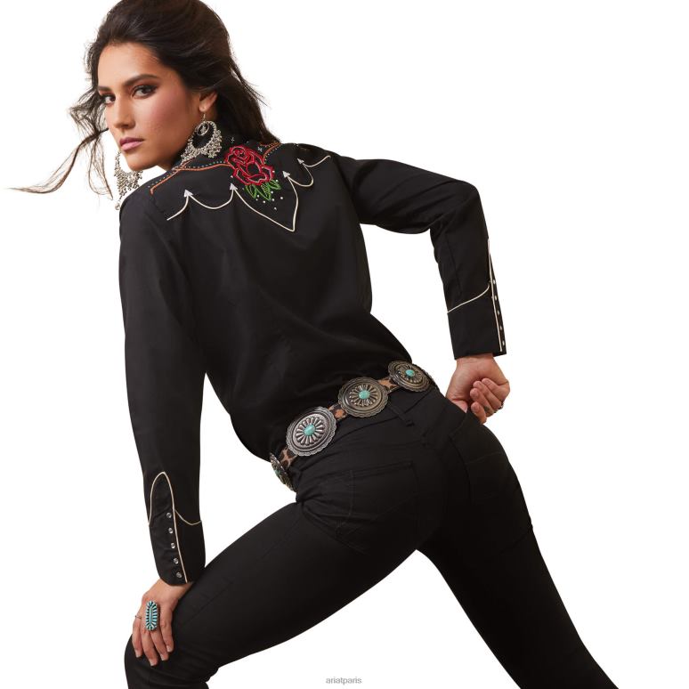 RJ66P2770 chemise Wynette Ariat hauts noir femmes