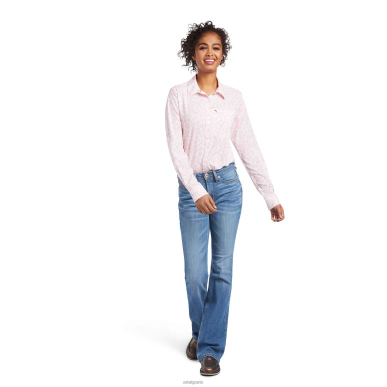 RJ66P2797 chemise stretch venttek Ariat hauts léopard rose quartz femmes