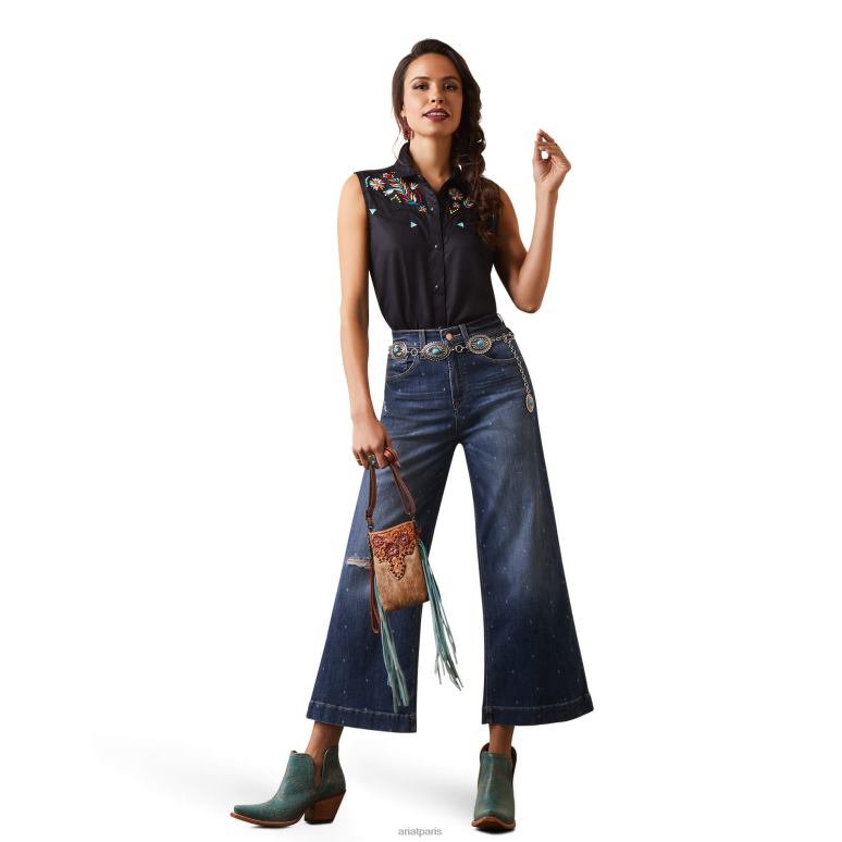 RJ66P2823 chemise connie Ariat hauts noir femmes