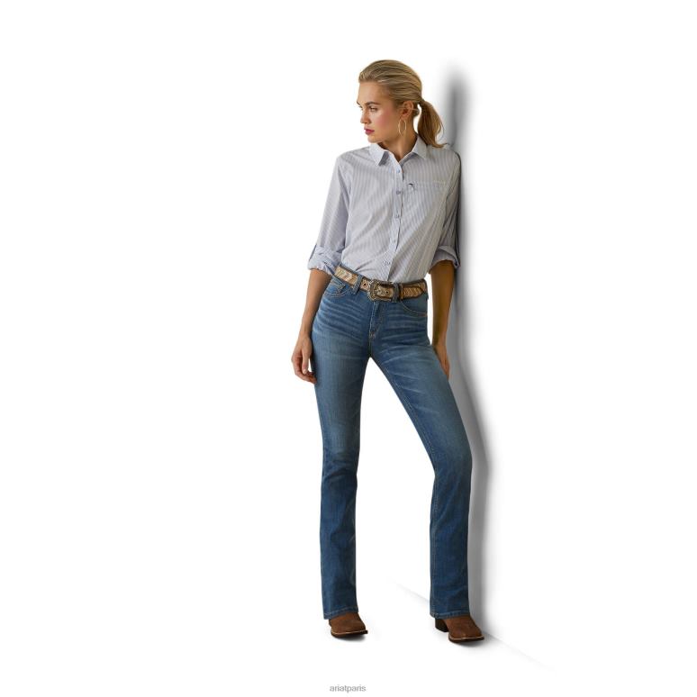 RJ66P2834 chemise stretch venttek Ariat hauts rayure bleue classique femmes