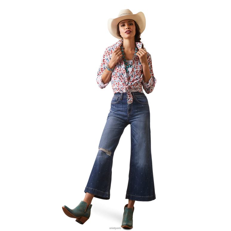 RJ66P2836 chemise extensible kirby résistante aux rides Ariat hauts bottes blazin femmes