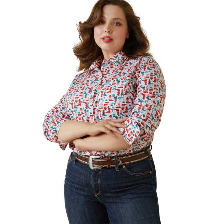 RJ66P2836 chemise extensible kirby résistante aux rides Ariat hauts bottes blazin femmes