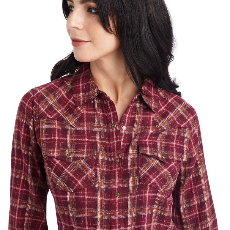 RJ66P2845 vraie chemise trail blaze Ariat hauts plaid pionnier femmes