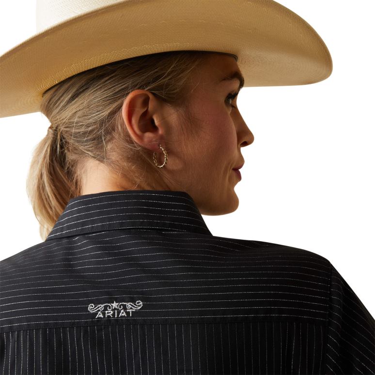 RJ66P2850 chemise extensible de l'équipe Kirby Ariat hauts noir avec lurex argenté femmes