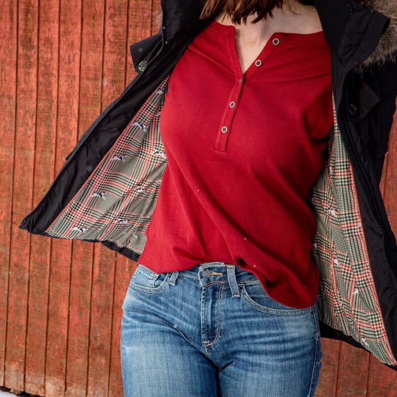 RJ66P2879 vraie chemise henley Ariat hauts rouge rouge femmes