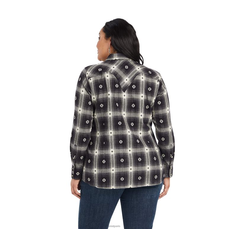 RJ66P2882 vraie chemise d'orage Ariat hauts flan dobby à carreaux orageux femmes