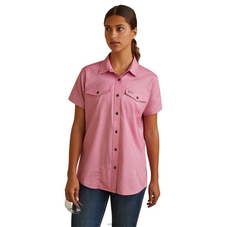 RJ66P2939 Chemise de travail Venttek Durastretch résistante aux barres d'armature Ariat hauts jubilé de cerise femmes