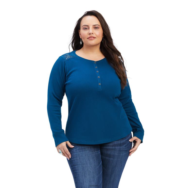 RJ66P2955 vraie chemise henley Ariat hauts hydre femmes