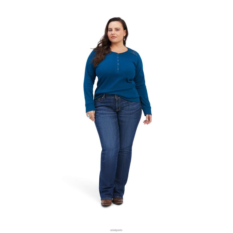 RJ66P2955 vraie chemise henley Ariat hauts hydre femmes