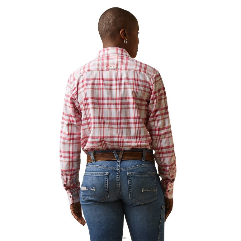 RJ66P2960 chemise de travail Durastretch résistante aux barres d'armature Ariat hauts plaid cerises julibee femmes