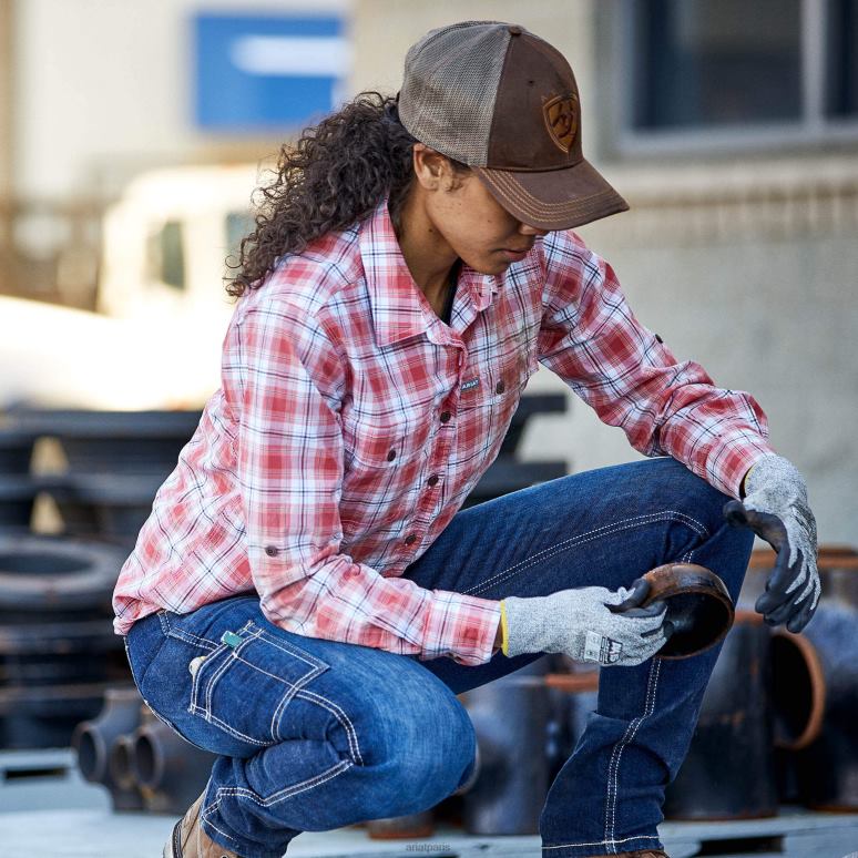 RJ66P2999 chemise de travail Durastretch résistante aux barres d'armature Ariat hauts canneberge femmes