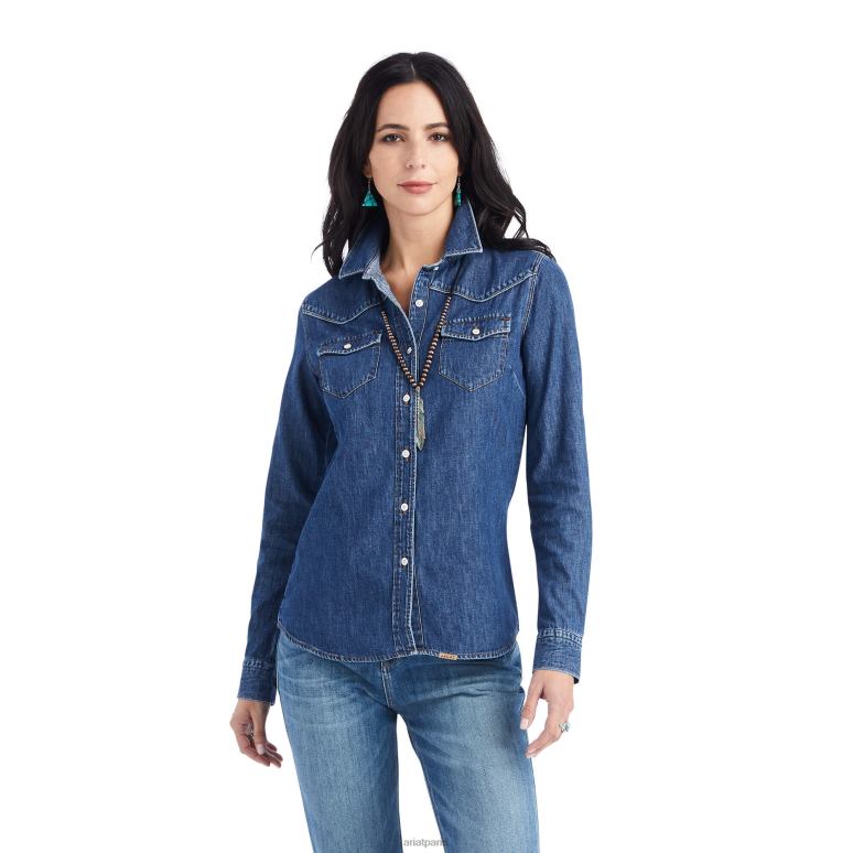 RJ66P3010 chemise en jean Farriday Ariat hauts lumière bleue femmes