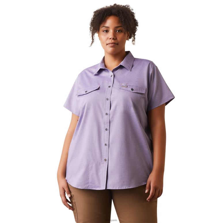 RJ66P3013 Chemise de travail Venttek Durastretch résistante aux barres d'armature Ariat hauts bruyère bleue corse femmes