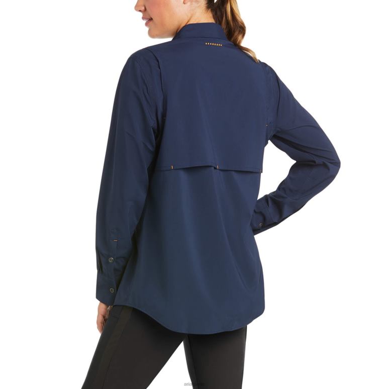 RJ66P3060 Chemise de travail Venttek Durastretch résistante aux barres d'armature Ariat hauts marine femmes