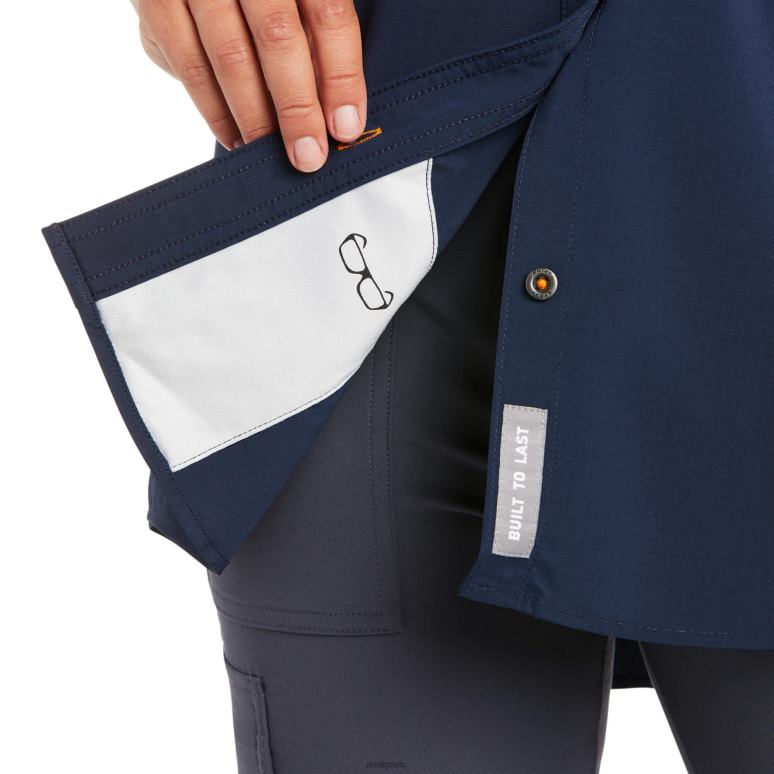 RJ66P3060 Chemise de travail Venttek Durastretch résistante aux barres d'armature Ariat hauts marine femmes