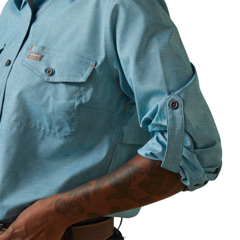 RJ66P3102 Chemise de travail Venttek Durastretch résistante aux barres d'armature Ariat hauts bruyère pied d'alouette femmes