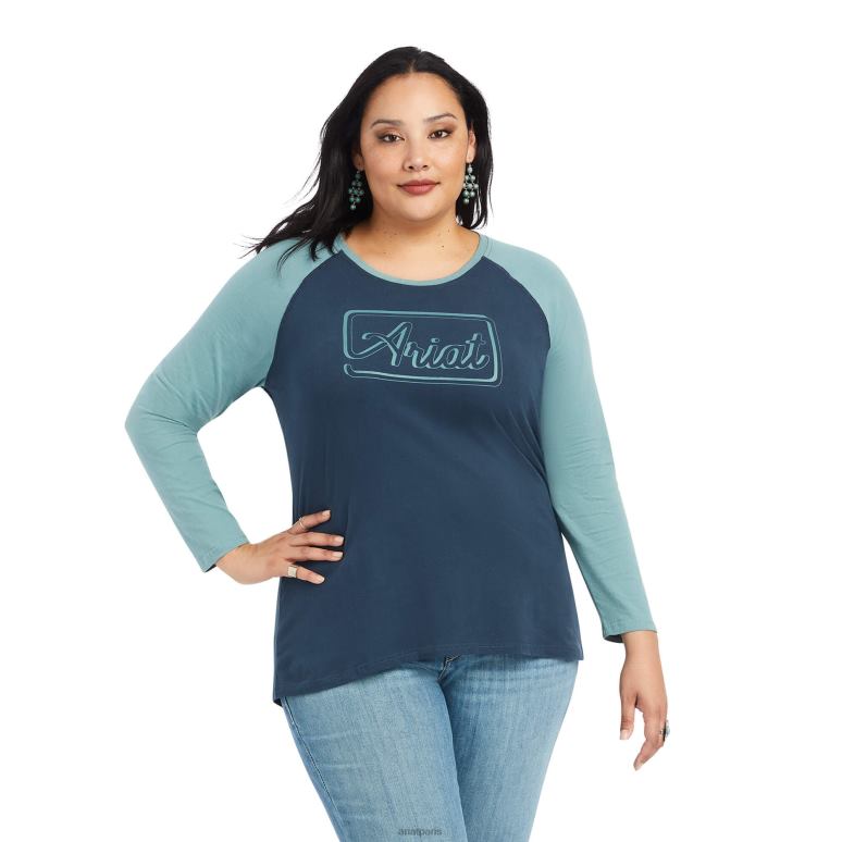 RJ66P3116 vraie chemise de baseball Ariat hauts minuit marine/arctique femmes