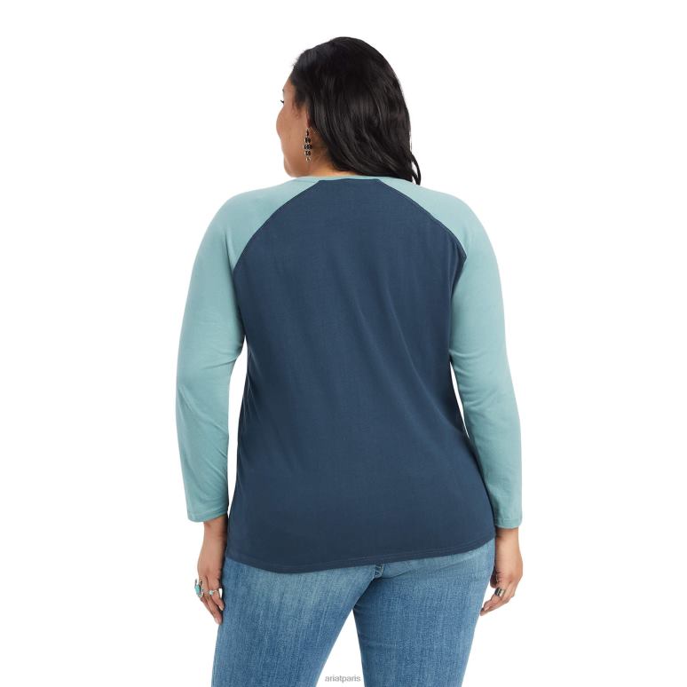 RJ66P3116 vraie chemise de baseball Ariat hauts minuit marine/arctique femmes