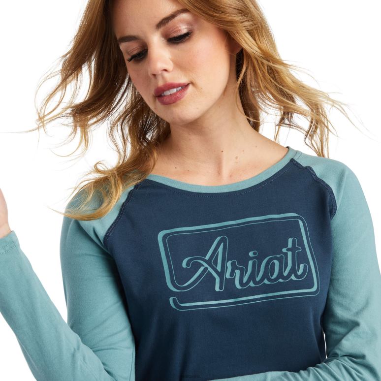 RJ66P3116 vraie chemise de baseball Ariat hauts minuit marine/arctique femmes