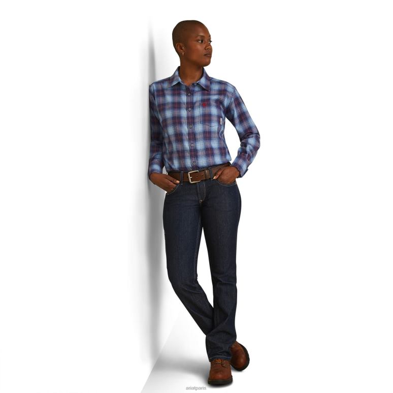 RJ66P3139 chemise de travail fr mcdowell Ariat hauts plaid ciel clair femmes