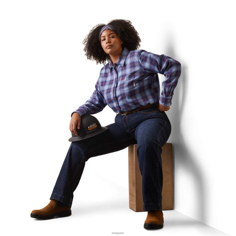 RJ66P3139 chemise de travail fr mcdowell Ariat hauts plaid ciel clair femmes