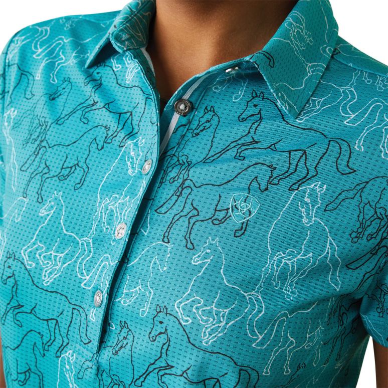 RJ66P3189 polo à motifs Ariat hauts imprimé miroir vert viridien femmes